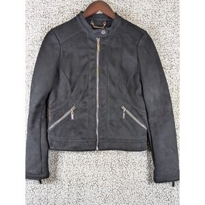 J2‎ By JouJou Jacket Womens Small Black Vegan Suede Leather Moto Biker Full Zip